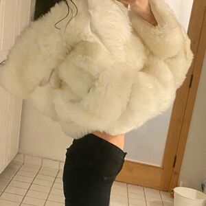 Elegant White Faux Fur Coat
